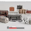 Assorted Stylish Luggage and Bags Collection With Leather Suitcases Canvas Duffel And Sports Balls