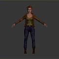 Kids 3D Character Model Red Hair Green Top Brown Jacket Blue Jeans
