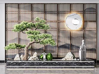 New Chinese Style Landscape Setches Pine Tree Fake Ornaments Gardening Setches 3d model