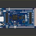 Computer Circuit Board With Blue Design Integrated Chips And Multiple Electronic Components