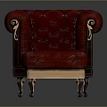 Red Tufted Velvet Armchair With Matching Ottoman And Gold Accent Dark Wood Legs