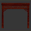 Elegant Carved Red Wooden Table With Intricate Patterns And Ornate Design
