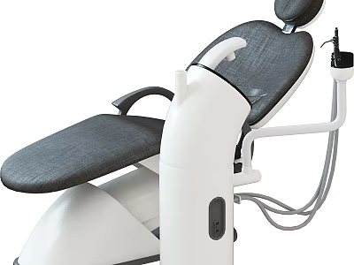 Modern Dental Chair With Gray Upholstered Seat Backrest And White Instrument Arm 3d model