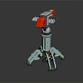 Mechanical Weapon Design With Tripod Stand Red Component And Gray Metal Body Structure