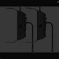 Three Modern Metal Furniture Shelves with Handles and Reflective Surface Design
