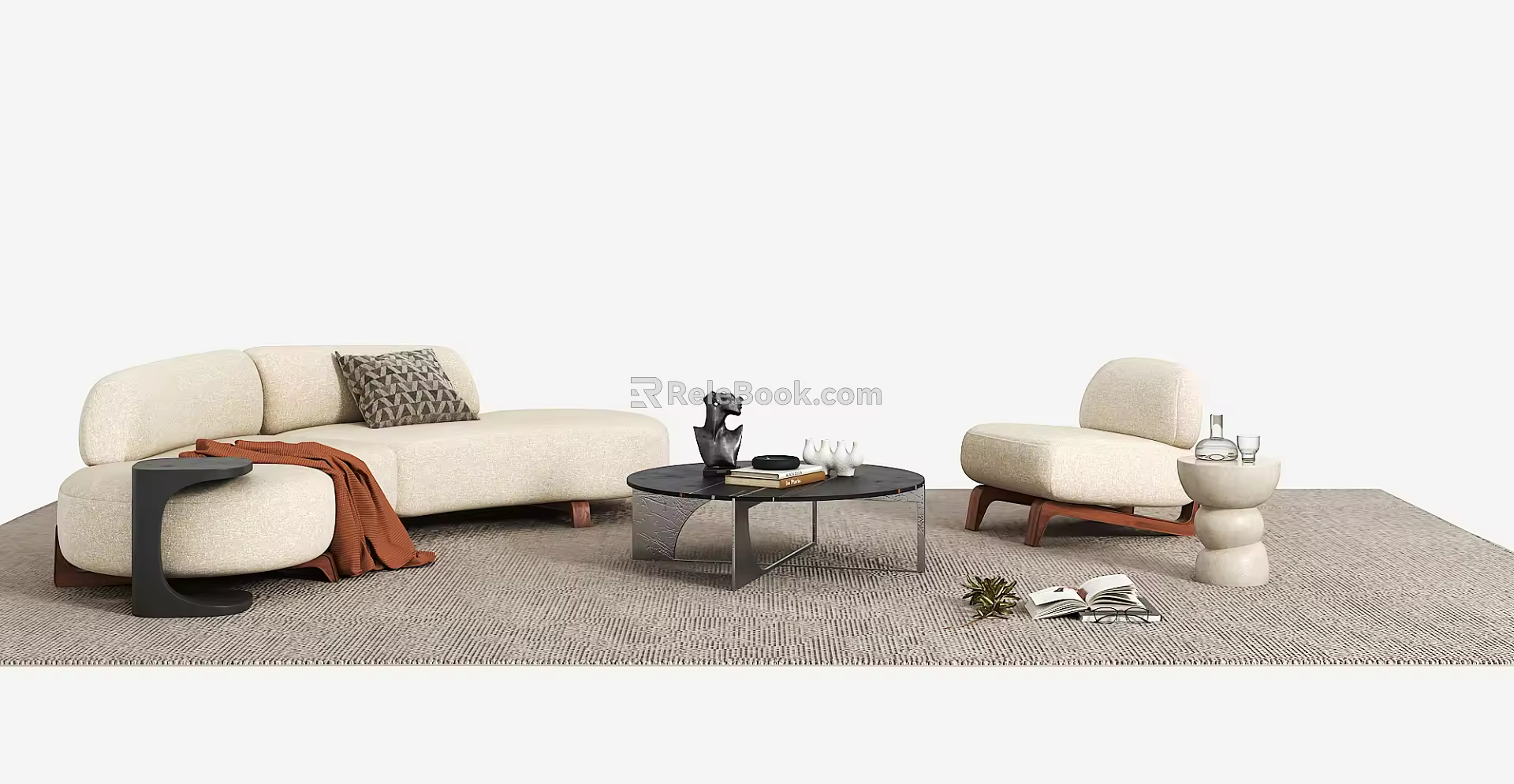 Quiet sofa tea table combination 3d model