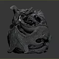 Mythical Dragon Sculpture Carving With Intricate Scale Design And Artistic Craftsmanship