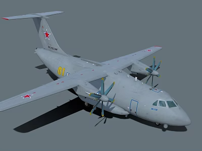 Gray Military Fighter Jet With Red Star Markings Double Propellers And Number 11 3d model