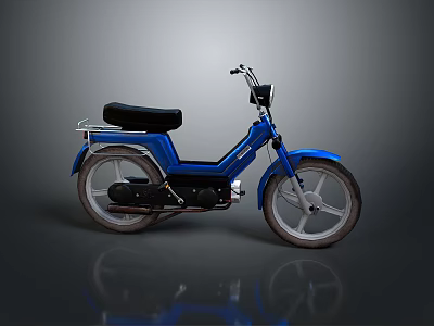 Stylish Blue Moped with Black Seat and Silver Wheels in Studio 3d model