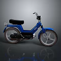 Stylish Blue Moped with Black Seat and Silver Wheels in Studio