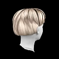 Game Movie Character White Head Model With Light Brown Short Layered Hair And Black Background