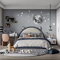 Cozy Kids Room Interior With Moon Stars Wall Decor Bed Rug And Playful Toys