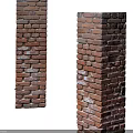 Pair of Red Brick Columns Featuring Weathered Texture And Small Hole Design Elements 3d model
