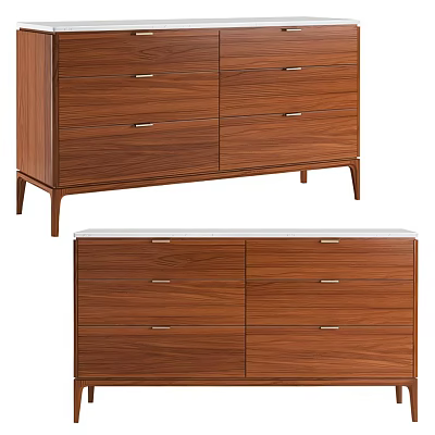 Modern Wooden Sideboard Design With Multiple Drawers And Sleek Metal Handles 3d model