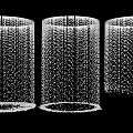 Abstract Three Cylindrical Structures Composed Of Dots On Black Background 3d model