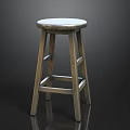 Wooden Bar Stool With Round Seat And Simple Structure For Kitchen Use