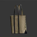 Beige Canvas Tote Bag With Dark Blue Handles And Simple Design