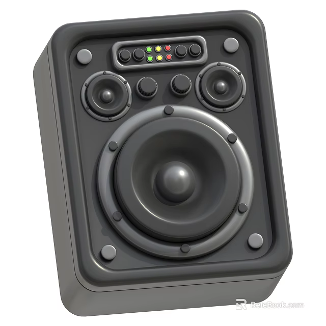 Smart Speaker With Large Woofer Front Control Panel Adjustable Knobs And Indicator Lights 3d model 