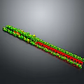 Scenic Landscape With Green And Red Plants Arranged In Chain Pattern And Grey Backdrop