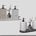 Modern Stylish Bathroom Accessories With Speckled Soap Dispensers Diffuser Bottles And Tray
