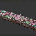 Decorative Long Tray With Various Foods And Colorful Patterned Design