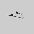 Modern Black Wall Lamps with Long Rods and Globe Bulbs on White Wall