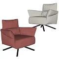 Stylish Red And Light Gray Single Sofa With Black Swivel Base Design 3d model