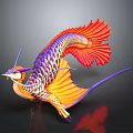 Fantasy Dragon Character 3D Model With Vibrant Red Purple Yellow Scales Large Wings And Tail