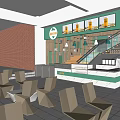 Bubble Tea Shop With Green Signage Cozy Interior Counter Drinks Display And Customer Seating