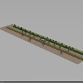 Long Symmetrical Walkway Scene Structure With Green Plants Railings And Paving Tiles