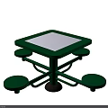 Outdoor Sports Equipment Green Square Table With Four Round Seats For Sports Rest Area