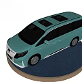 Green Modern Luxury MPV Car With Sleek Exterior On Display Platform