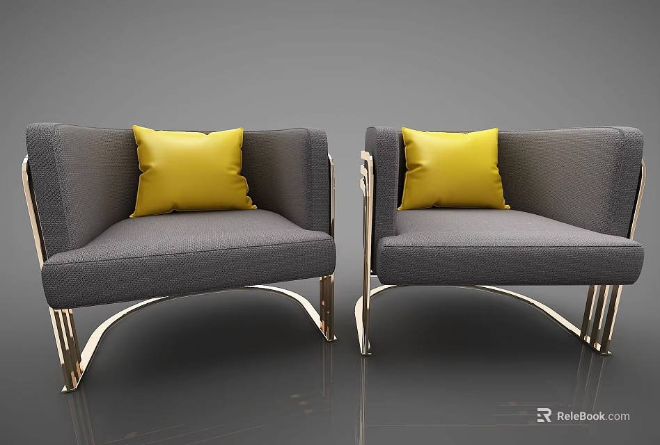 Sleek Modern Storage Cabinets With Gold Metal Accents And Gray Finish Design 3d model 