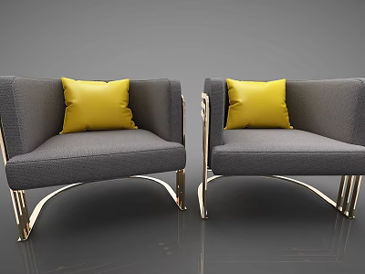 Sleek Modern Storage Cabinets With Gold Metal Accents And Gray Finish Design 3d model