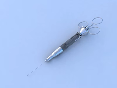 Precision Medical Device Syringe With Ergonomic Grip And Stainless Steel Structure 3d model