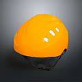 Orange Safety Helmet with White Reflective Strips and Black Strap for Daily Safety Protection