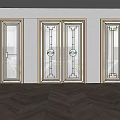 Modern Sliding Doors With Gold Frame Glass Panels And Herringbone Wooden Floor