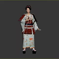 Woman Wearing Traditional Japanese Kimono with Intricate Patterns Decorative Obi and Traditional Hairstyle