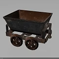 Rusty Old Metal Mine Cart With Two Wheels And Vintage Design Features