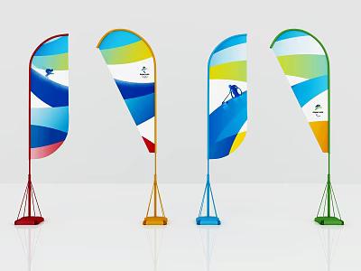 Colorful Wall Decor With Various Geometric Patterns And Stands In Different Colors 3d model
