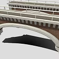 Arch Bridge Structure Featuring Brick Wall Stone Railing and Curved Arch Design 3d model