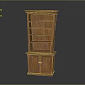 Traditional Wooden Bookcase With Multiple Open Shelves And Closed Cabinet Doors