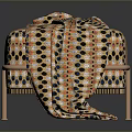 Patterned Fabric Covered Bench With Metal Legs For Decorative Home Furniture