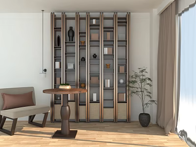 Modern Style Bookshelf Reading Corner 3d model