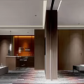 Modern Hotel Guest Room Interior With Wooden Walls Bed Bar Counter And Warm Lighting