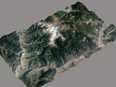 Natural Garden Landscape with Mountains Valleys Rivers and Snow Capped Peaks 3d model