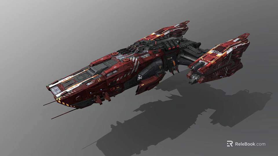 Red Cosmic Spaceship Featuring Futuristic Design And Detailed Structure For Space Exploration 3d model 