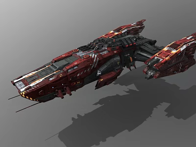 Red Cosmic Spaceship Featuring Futuristic Design And Detailed Structure For Space Exploration 3d model