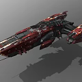 Red Cosmic Spaceship Featuring Futuristic Design And Detailed Structure For Space Exploration