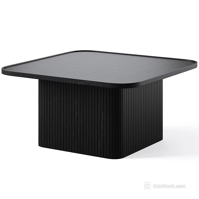 Modern Square Dining Table With Dark Tabletop And Black Vertical Striped Base 3d model